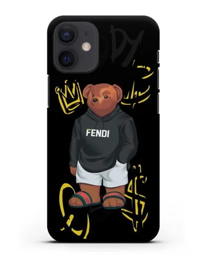 Чехол Медведь Тедди в сандалях Гуччи (Gucci) силиконовый для iPhone 12 mini
