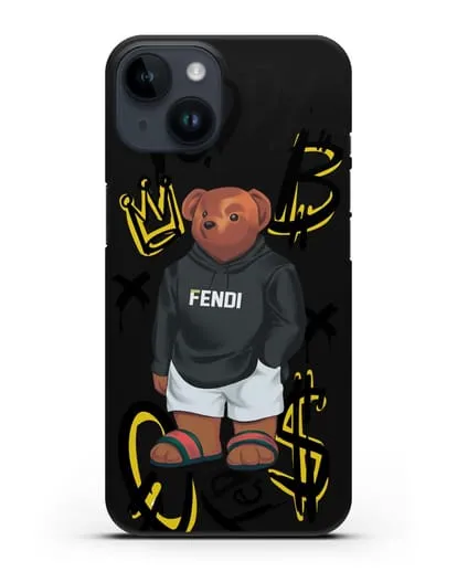 Чехол Медведь Тедди в сандалях Гуччи (Gucci) силиконовый для iPhone 14