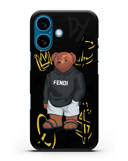 Чехол Медведь Тедди в сандалях Гуччи (Gucci) силиконовый для iPhone 16