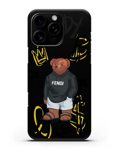 Чехол Медведь Тедди в сандалях Гуччи (Gucci) силиконовый для iPhone 16 Pro Max