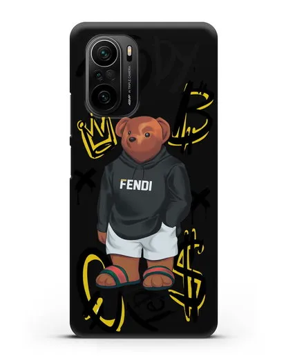 Чехол Медведь Тедди в сандалях Гуччи (Gucci) силиконовый для Xiaomi Poco F3