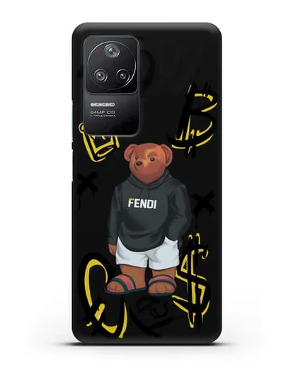 Чехол Медведь Тедди в сандалях Гуччи (Gucci) силиконовый для Xiaomi Poco F4