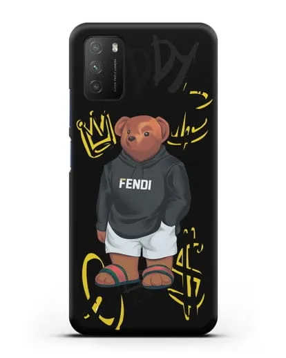 Чехол Медведь Тедди в сандалях Гуччи (Gucci) силиконовый для Xiaomi Poco M3