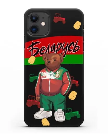 Чехол Медведь Тедди в костюме сборной Республики Беларусь силиконовый для iPhone 11
