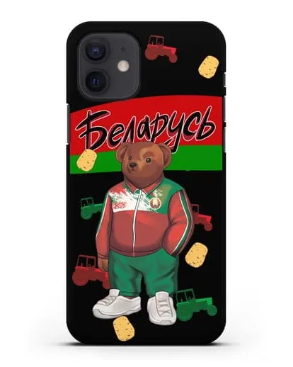 Чехол Медведь Тедди в костюме сборной Республики Беларусь силиконовый для iPhone 12