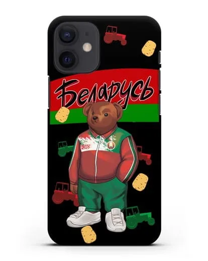 Чехол Медведь Тедди в костюме сборной Республики Беларусь силиконовый для iPhone 12 mini