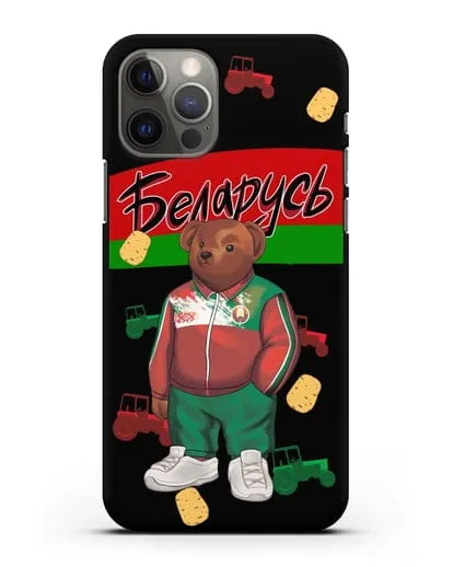 Чехол Медведь Тедди в костюме сборной Республики Беларусь силиконовый для iPhone 12 Pro