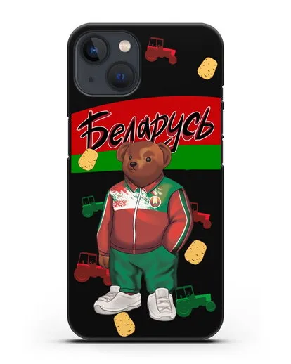 Чехол Медведь Тедди в костюме сборной Республики Беларусь силиконовый для iPhone 13 Mini