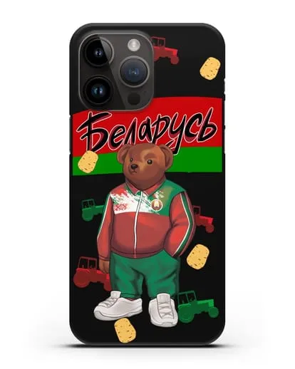 Чехол Медведь Тедди в костюме сборной Республики Беларусь силиконовый для iPhone 14 Pro Max