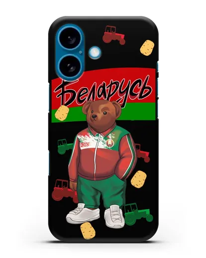 Чехол Медведь Тедди в костюме сборной Республики Беларусь силиконовый для iPhone 16