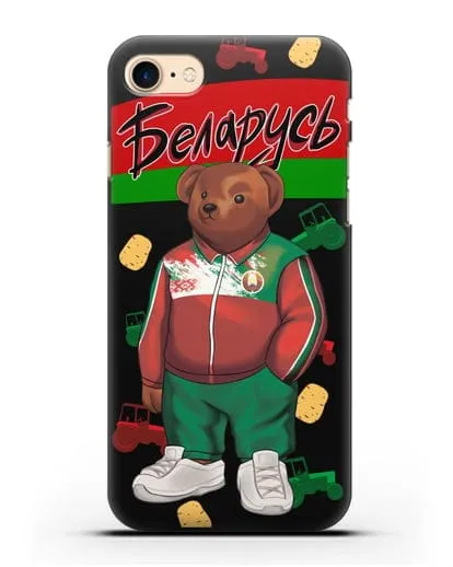 Чехол Медведь Тедди в костюме сборной Республики Беларусь силиконовый для iPhone 8