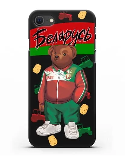 Чехол Медведь Тедди в костюме сборной Республики Беларусь силиконовый для iPhone SE 2020