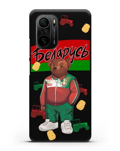 Чехол Медведь Тедди в костюме сборной Республики Беларусь силиконовый для Xiaomi Poco F3 Pro