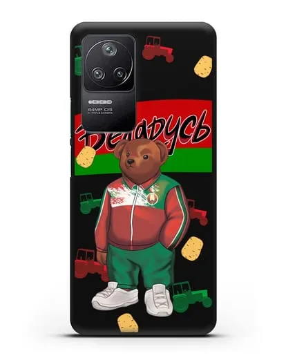 Чехол Медведь Тедди в костюме сборной Республики Беларусь силиконовый для Xiaomi Poco F4