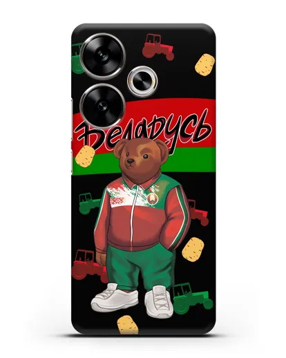 Чехол Медведь Тедди в костюме сборной Республики Беларусь силиконовый для Xiaomi Poco F6