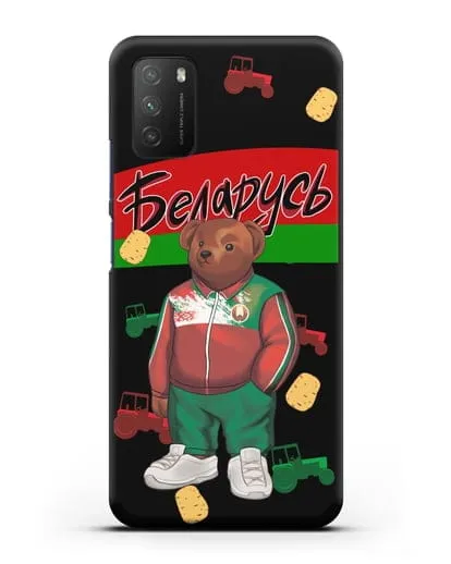Чехол Медведь Тедди в костюме сборной Республики Беларусь силиконовый для Xiaomi Poco M3