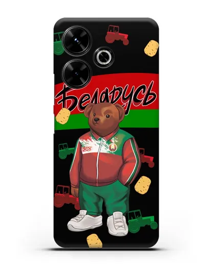 Чехол Медведь Тедди в костюме сборной Республики Беларусь силиконовый для Xiaomi Poco M6