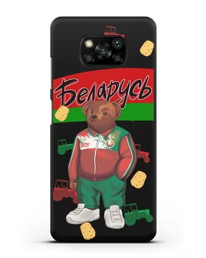 Чехол Медведь Тедди в костюме сборной Республики Беларусь силиконовый для Xiaomi Poco X3