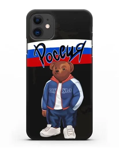 Чехол Медведь Тедди в костюме сборной России силиконовый для iPhone 11