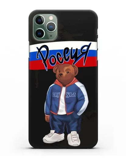 Чехол Медведь Тедди в костюме сборной России силиконовый для iPhone 11 Pro Max