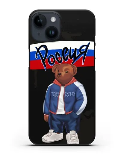 Чехол Медведь Тедди в костюме сборной России силиконовый для iPhone 14