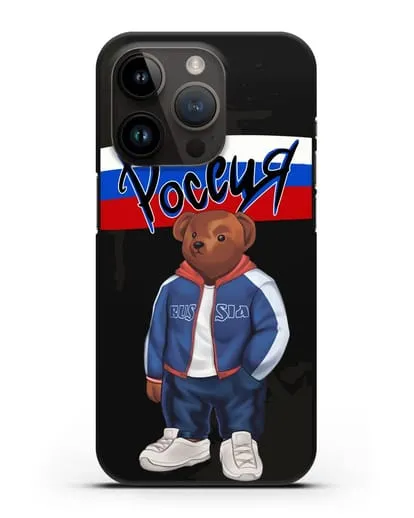 Чехол Медведь Тедди в костюме сборной России силиконовый для iPhone 14 Pro