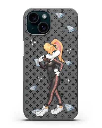 Чехол Лола Банни (Lolla Bunny) в спортивном костюме Луи Витон (Louis Vuitton) силиконовый для iPhone 15