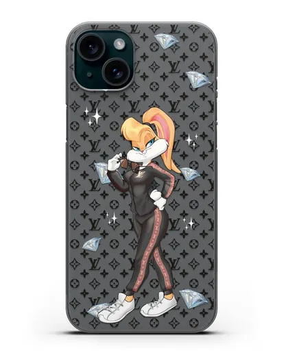 Чехол Лола Банни (Lolla Bunny) в спортивном костюме Луи Витон (Louis Vuitton) силиконовый для iPhone 15 Plus