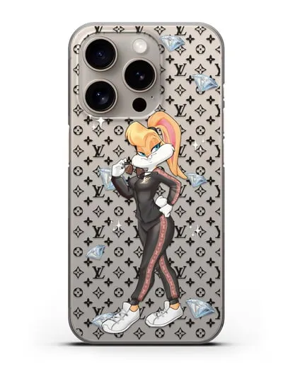 Чехол Лола Банни (Lolla Bunny) в спортивном костюме Луи Витон (Louis Vuitton) силиконовый для iPhone 15 Pro