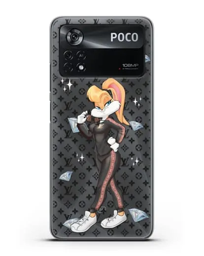 Чехол Лола Банни (Lolla Bunny) в спортивном костюме Луи Витон (Louis Vuitton) силиконовый для Xiaomi Poco X4 Pro