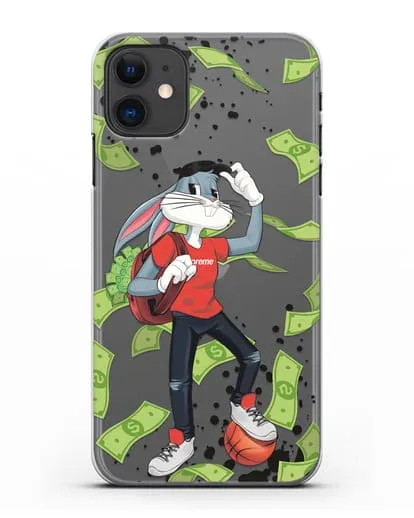 Чехол Багз Банни (Bugs Bunny) с сумкой денег силиконовый для iPhone 11