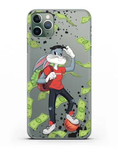 Чехол Багз Банни (Bugs Bunny) с сумкой денег силиконовый для iPhone 11 Pro Max