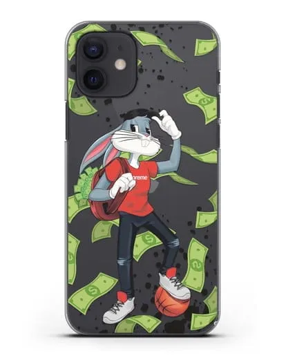 Чехол Багз Банни (Bugs Bunny) с сумкой денег силиконовый для iPhone 12