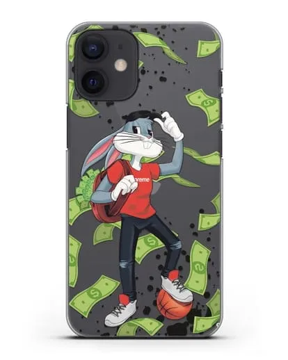 Чехол Багз Банни (Bugs Bunny) с сумкой денег силиконовый для iPhone 12 mini