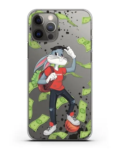 Чехол Багз Банни (Bugs Bunny) с сумкой денег силиконовый для iPhone 12 Pro