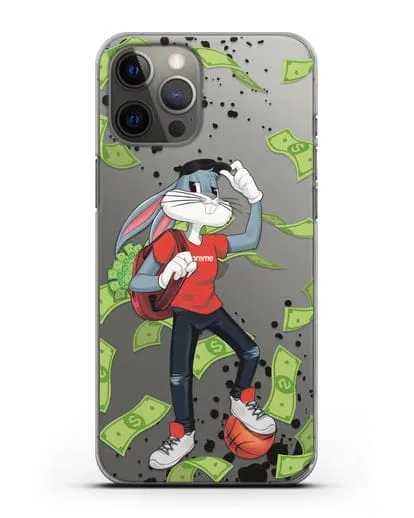 Чехол Багз Банни (Bugs Bunny) с сумкой денег силиконовый для iPhone 12 Pro Max