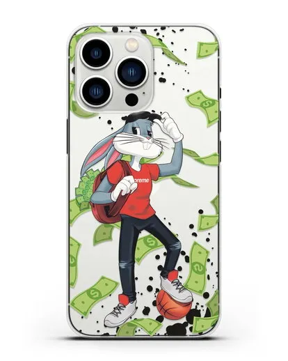 Чехол Багз Банни (Bugs Bunny) с сумкой денег силиконовый для iPhone 13 Pro