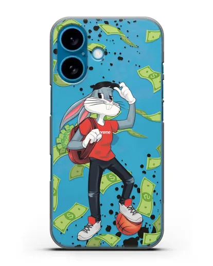 Чехол Багз Банни (Bugs Bunny) с сумкой денег силиконовый для iPhone 16