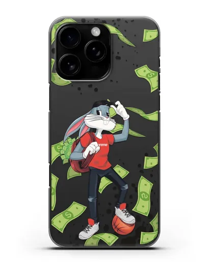 Чехол Багз Банни (Bugs Bunny) с сумкой денег силиконовый для iPhone 16 Pro Max