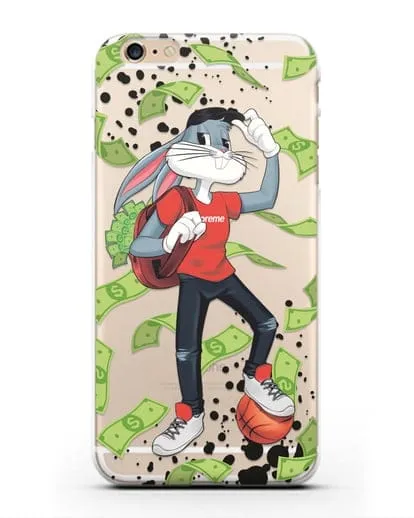 Чехол Багз Банни (Bugs Bunny) с сумкой денег силиконовый для iPhone 6 Plus