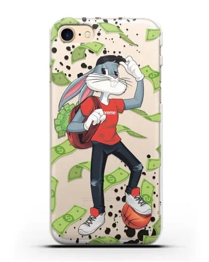 Чехол Багз Банни (Bugs Bunny) с сумкой денег силиконовый для iPhone 8