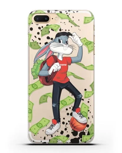 Чехол Багз Банни (Bugs Bunny) с сумкой денег силиконовый для iPhone 8 Plus