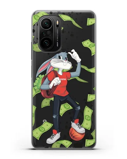 Чехол Багз Банни (Bugs Bunny) с сумкой денег силиконовый для Xiaomi Poco F3