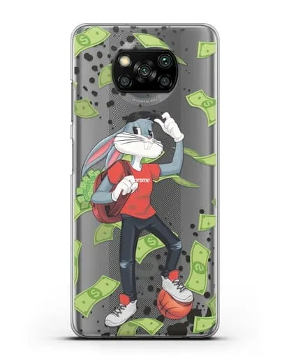 Чехол Багз Банни (Bugs Bunny) с сумкой денег силиконовый для Xiaomi Poco X3