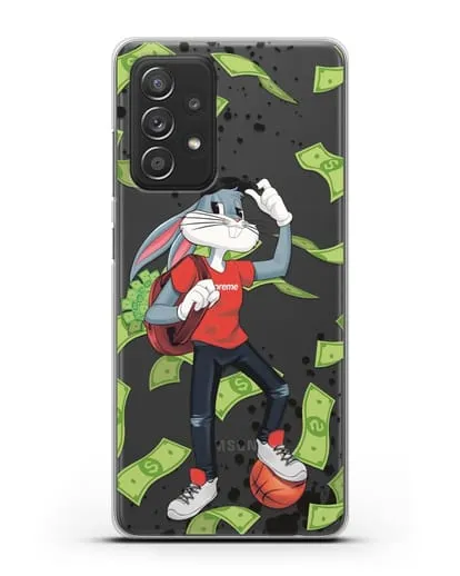 Чехол Багз Банни (Bugs Bunny) с сумкой денег силиконовый для Samsung Galaxy A53