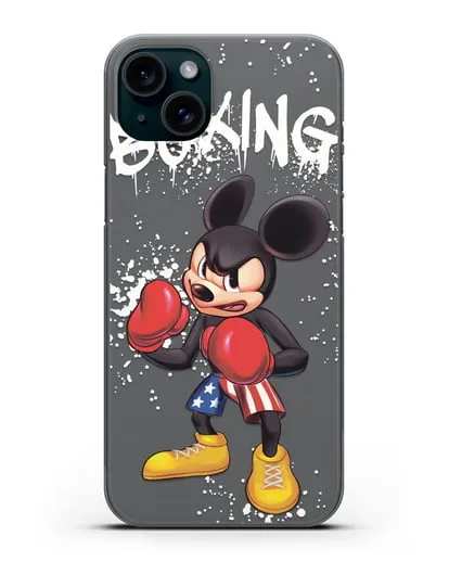 Чехол Микки Маус (Mickie Mouse) боксёр силиконовый для iPhone 15 Plus