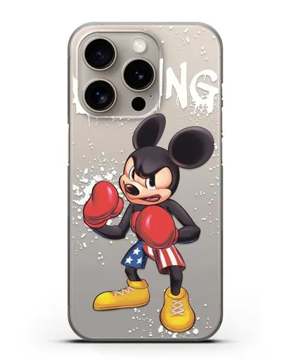 Чехол Микки Маус (Mickie Mouse) боксёр силиконовый для iPhone 15 Pro