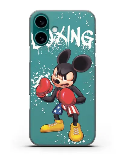 Чехол Микки Маус (Mickie Mouse) боксёр силиконовый для iPhone 16 Plus