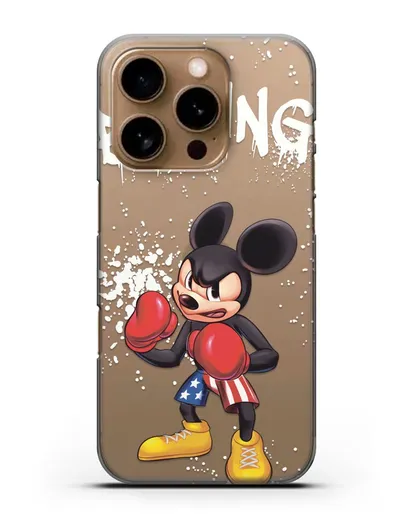 Чехол Микки Маус (Mickie Mouse) боксёр силиконовый для iPhone 16 Pro