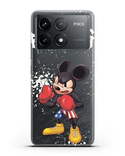 Чехол Микки Маус (Mickie Mouse) боксёр силиконовый для Xiaomi Poco F6 Pro
